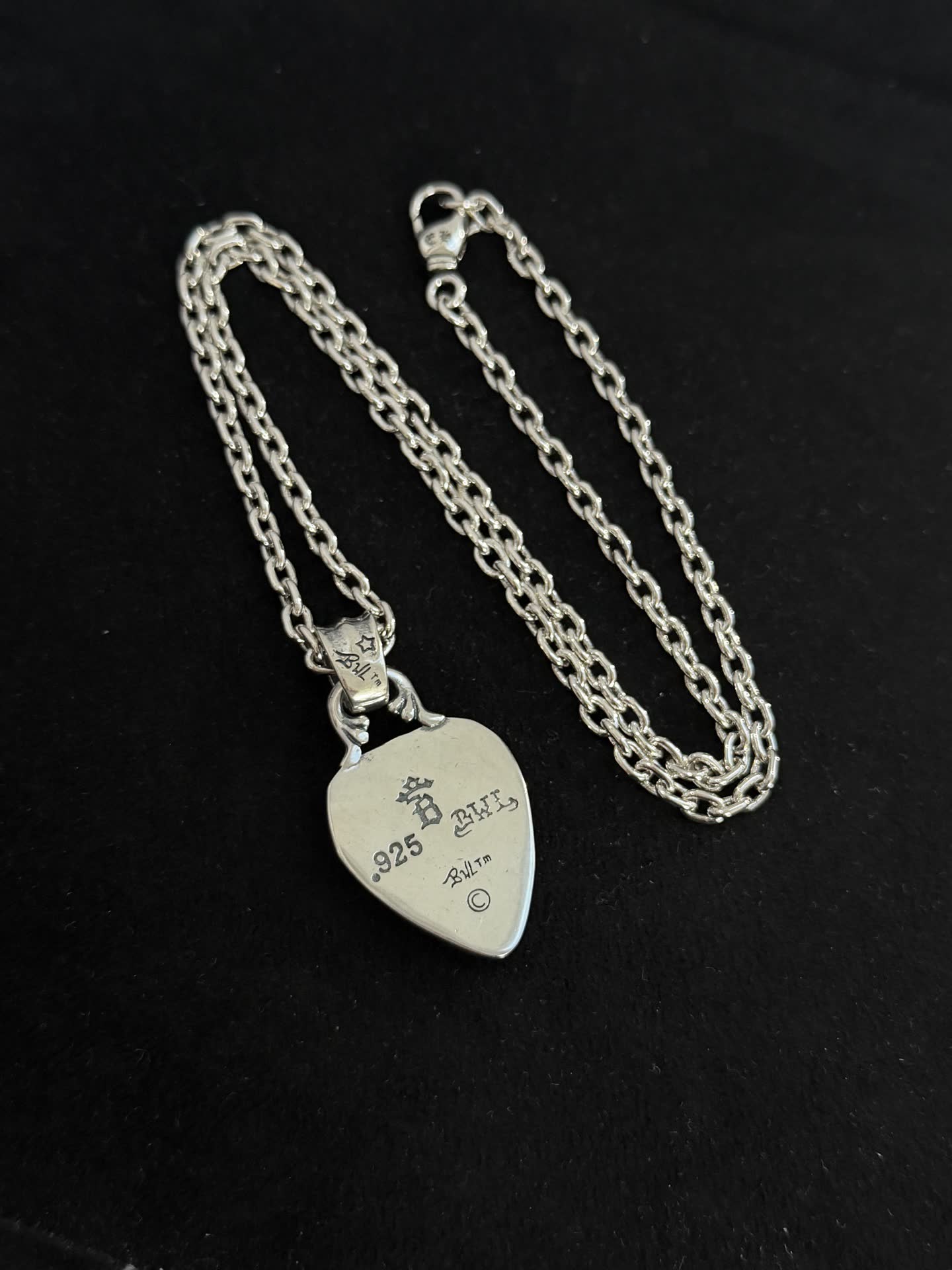 Chrome Hearts Silver Cross Heart Pendant Necklace
